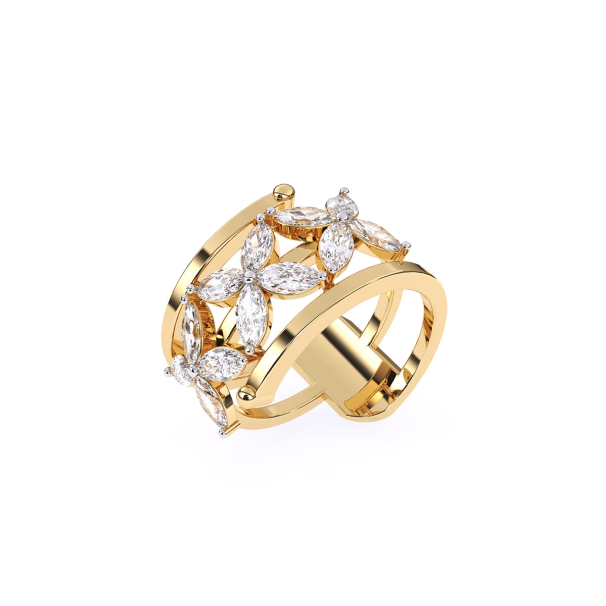 Vintage Style Marquise Diamond Flower Ring